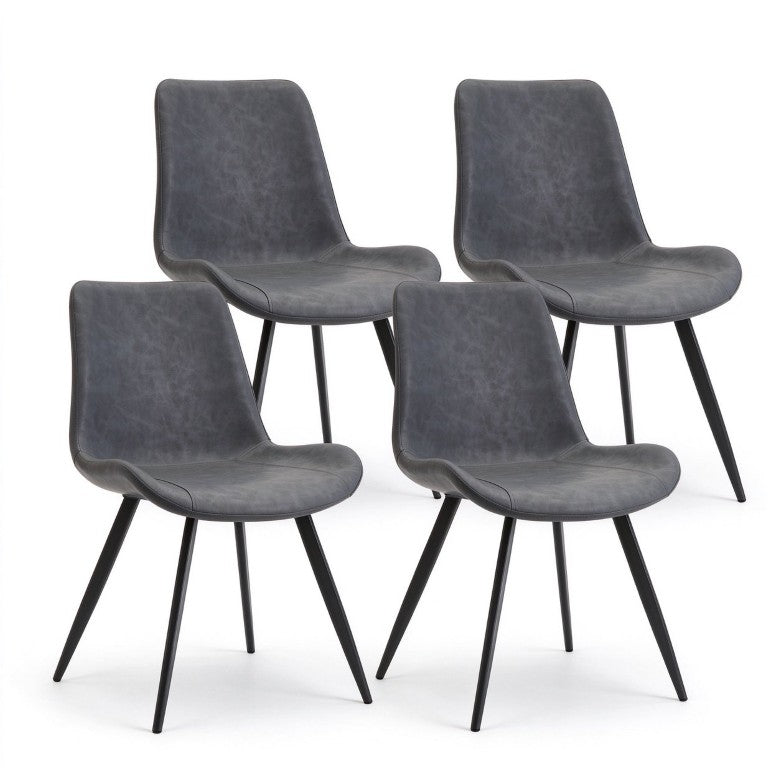 English Elm Modern PVC Upholstered Armless Dining Chairs Ergonomic Curved Back Kitchen Seating Dark Gray Set of 4 B347P613002