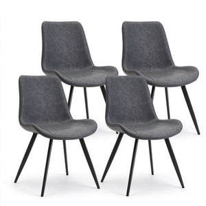English Elm Modern PVC Upholstered Armless Dining Chairs Ergonomic Curved Back Kitchen Seating Dark Gray Set of 4 B347P613002