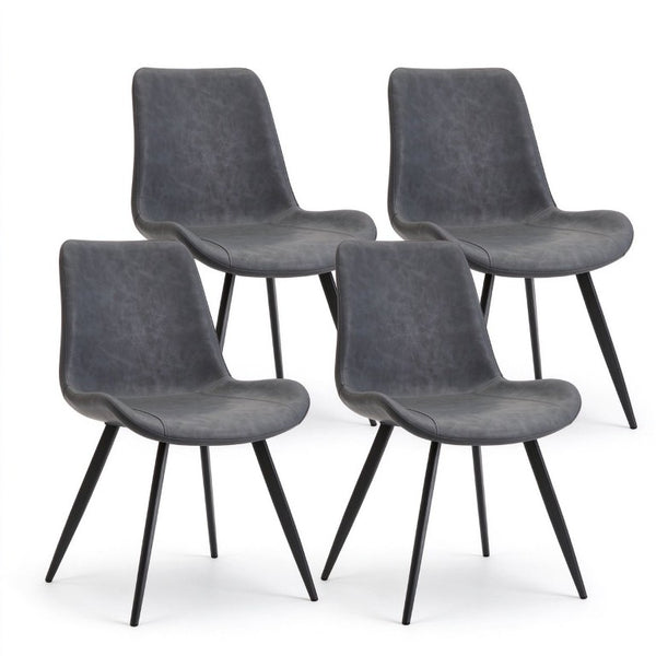 English Elm Modern PVC Upholstered Armless Dining Chairs Ergonomic Curved Back Kitchen Seating Dark Gray Set of 4 B347P613002