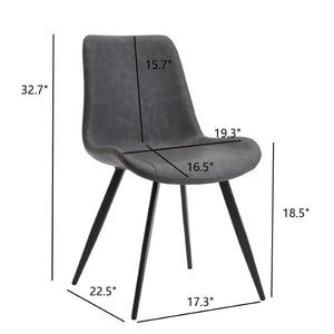 English Elm Modern PVC Upholstered Armless Dining Chairs Ergonomic Curved Back Kitchen Seating Dark Gray Set of 4 B347P613002