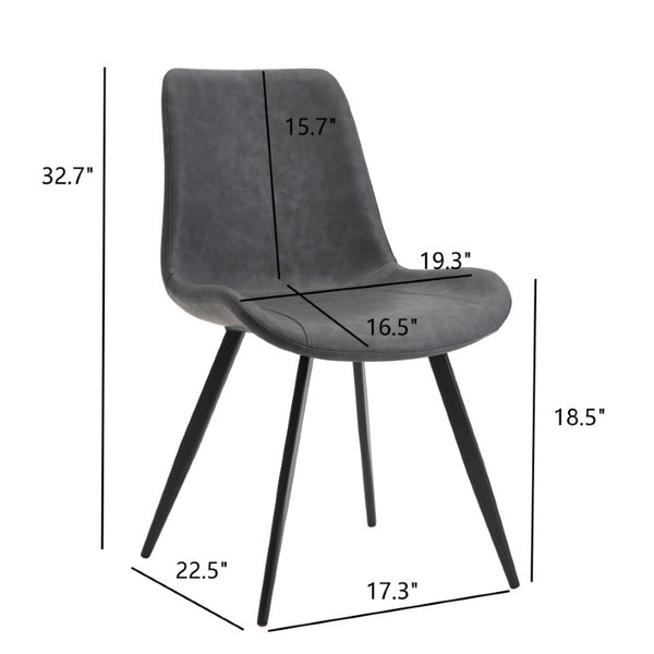 English Elm Modern PVC Upholstered Armless Dining Chairs Ergonomic Curved Back Kitchen Seating Dark Gray Set of 4 B347P613002