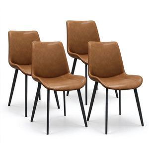 English Elm Modern PVC Upholstered Armless Dining Chairs Ergonomic Curved Back Kitchen Seating Brown Set of 2 - B B347P613007