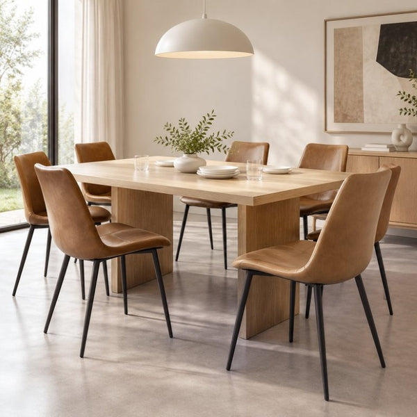 English Elm Modern PVC Upholstered Armless Dining Chairs Ergonomic Curved Back Kitchen Seating Brown Set of 2 - B B347P613007