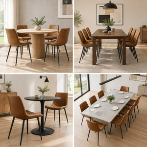 English Elm Modern PVC Upholstered Armless Dining Chairs Ergonomic Curved Back Kitchen Seating Brown Set of 2 - B B347P613007