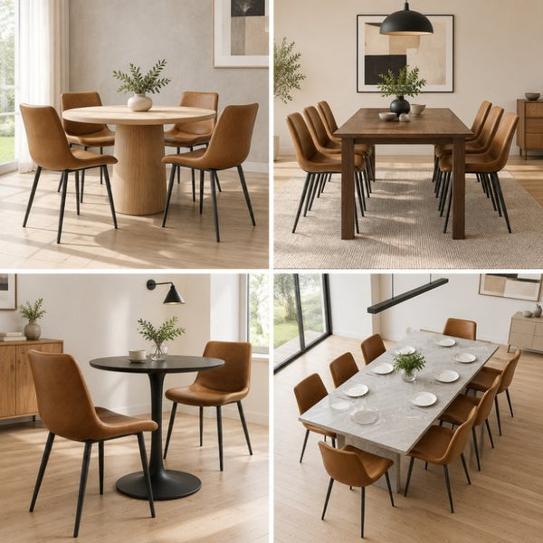 English Elm Modern PVC Upholstered Armless Dining Chairs Ergonomic Curved Back Kitchen Seating Brown Set of 2 - B B347P613007