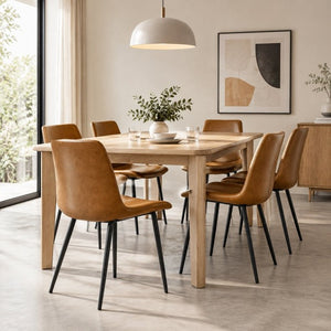 English Elm Modern PVC Upholstered Armless Dining Chairs Ergonomic Curved Back Kitchen Seating Brown Set of 2 - B B347P613007