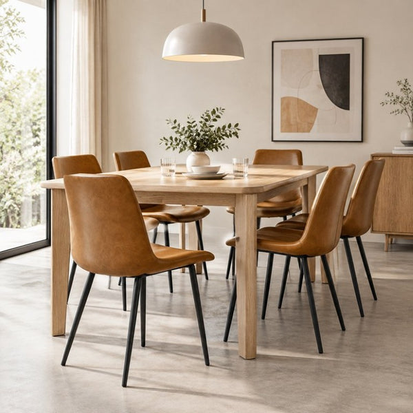 English Elm Modern PVC Upholstered Armless Dining Chairs Ergonomic Curved Back Kitchen Seating Brown Set of 2 - B B347P613007