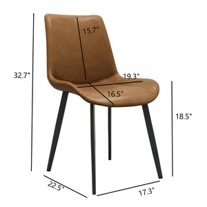 English Elm Modern PVC Upholstered Armless Dining Chairs Ergonomic Curved Back Kitchen Seating Brown Set of 2 - B B347P613007