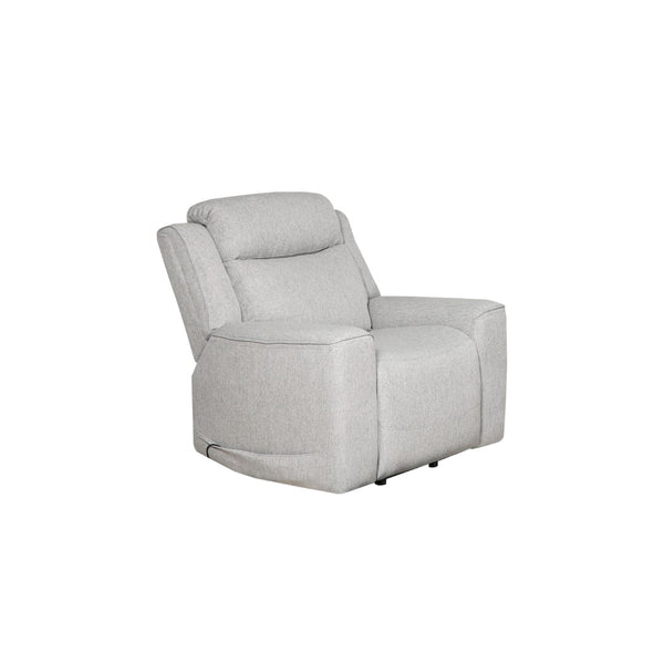 English Elm Contemporary Gray Upholstered Living Room Set with Recliner Sofa and Storage Console B347S00001