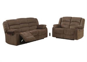 English Elm Modern Polyester Upholstered Reclining Sofa Set with Lumbar Massager for Living Room B347S00003