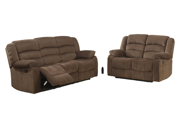 English Elm Modern Polyester Upholstered Reclining Sofa Set with Lumbar Massager for Living Room B347S00003