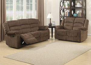 English Elm Modern Polyester Upholstered Reclining Sofa Set with Lumbar Massager for Living Room B347S00003