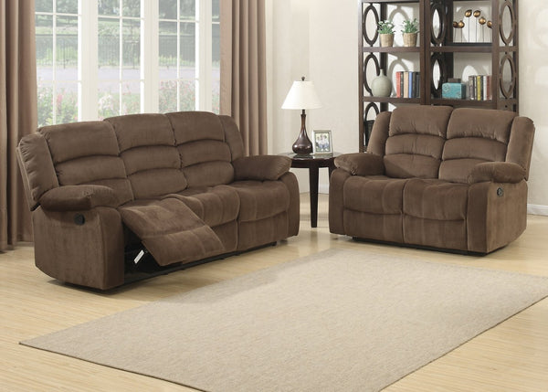 English Elm Modern Polyester Upholstered Reclining Sofa Set with Lumbar Massager for Living Room B347S00003