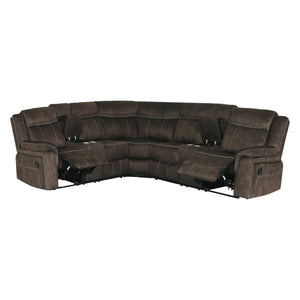 English Elm Modern Three Piece Reclining Sectional Sofa with Storage Consoles and Cup Holders B347S00004