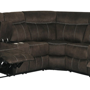 English Elm Modern Three Piece Reclining Sectional Sofa with Storage Consoles and Cup Holders B347S00004