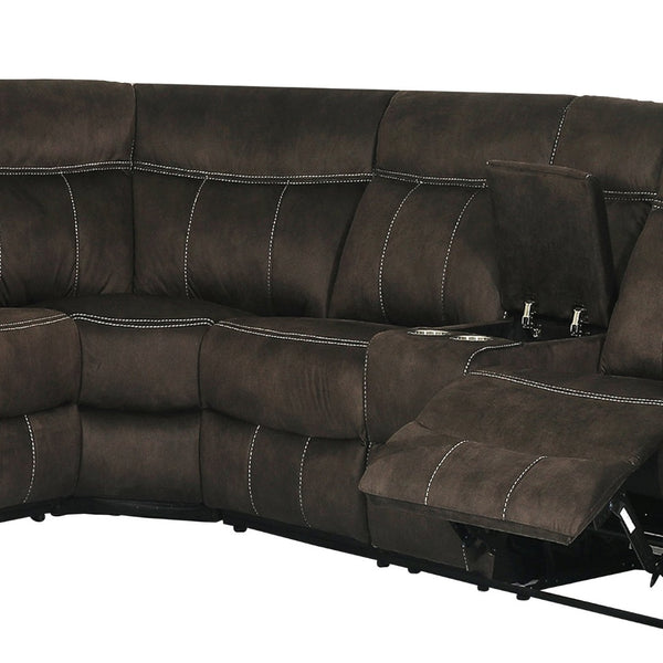 English Elm Modern Three Piece Reclining Sectional Sofa with Storage Consoles and Cup Holders B347S00004