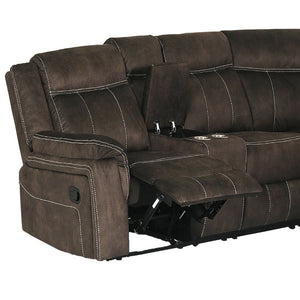English Elm Modern Three Piece Reclining Sectional Sofa with Storage Consoles and Cup Holders B347S00004
