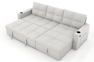 English Elm Convertible Sectional Sleeper Sofa with Hidden Storage USB Port and Cup Holders Beige B347S00018