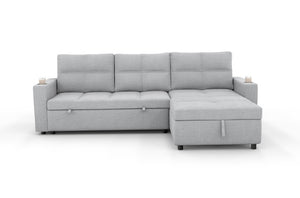 English Elm Convertible Sectional Sleeper Sofa with Hidden Storage USB Port and Cup Holders Light Gray B347S00020