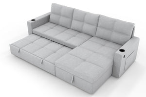 English Elm Convertible Sectional Sleeper Sofa with Hidden Storage USB Port and Cup Holders Light Gray B347S00020