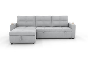 English Elm Convertible Sectional Sleeper Sofa with Hidden Storage USB Port and Cup Holders Light Gray B347S00020