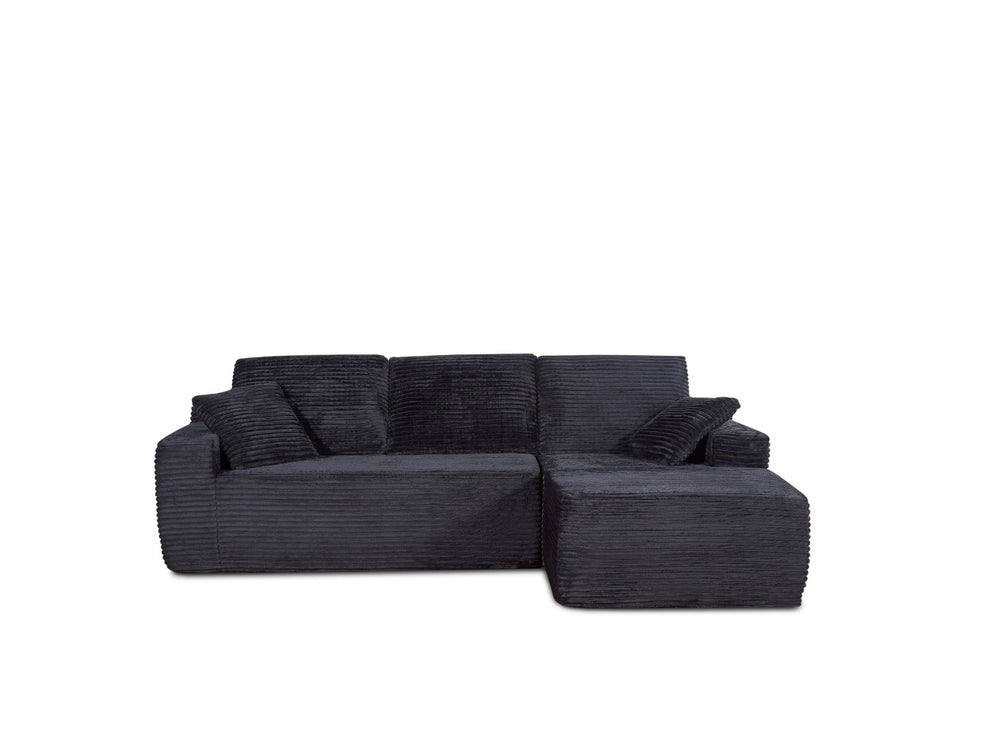 English Elm 104-in Corduroy Modular Sectional Low Profile Cloud Sofa for Living Room or Apartment Black B347S00029
