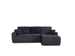 English Elm 104-in Corduroy Modular Sectional Low Profile Cloud Sofa for Living Room or Apartment Black B347S00029