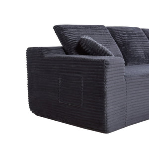 English Elm 104-in Corduroy Modular Sectional Low Profile Cloud Sofa for Living Room or Apartment Black B347S00029