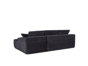 English Elm 104-in Corduroy Modular Sectional Low Profile Cloud Sofa for Living Room or Apartment Black B347S00029