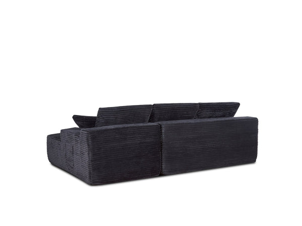 English Elm 104-in Corduroy Modular Sectional Low Profile Cloud Sofa for Living Room or Apartment Black B347S00029