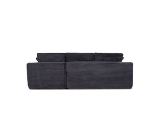 English Elm 104-in Corduroy Modular Sectional Low Profile Cloud Sofa for Living Room or Apartment Black B347S00029