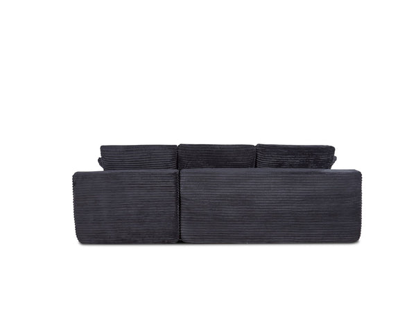 English Elm 104-in Corduroy Modular Sectional Low Profile Cloud Sofa for Living Room or Apartment Black B347S00029