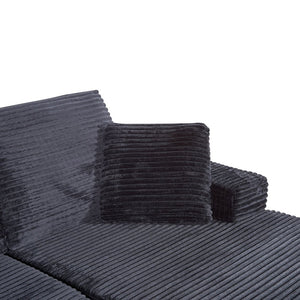 English Elm 104-in Corduroy Modular Sectional Low Profile Cloud Sofa for Living Room or Apartment Black B347S00029