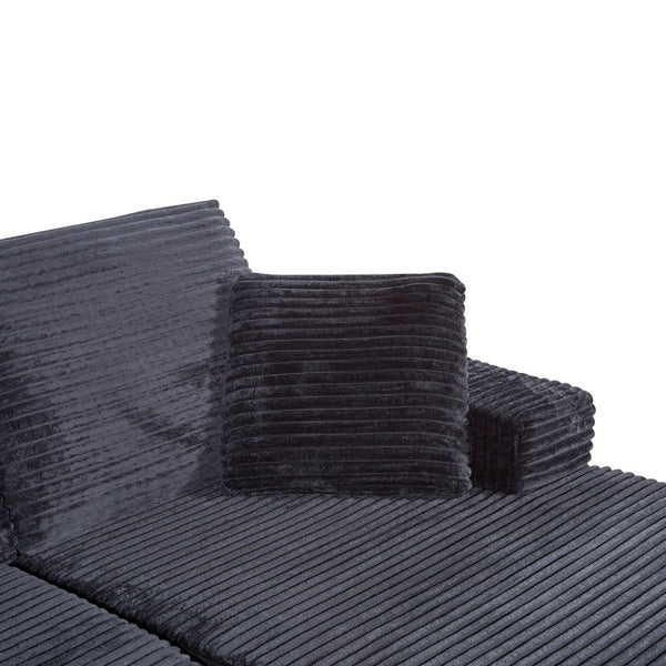 English Elm 104-in Corduroy Modular Sectional Low Profile Cloud Sofa for Living Room or Apartment Black B347S00029