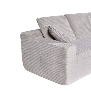 English Elm 104-in Corduroy Modular Sectional Low Profile Cloud Sofa for Living Room or Apartment Light Beige B347S00030