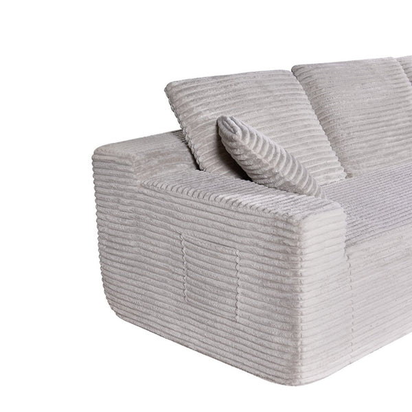 English Elm 104-in Corduroy Modular Sectional Low Profile Cloud Sofa for Living Room or Apartment Light Beige B347S00030