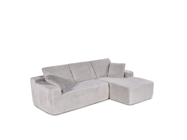 English Elm 104-in Corduroy Modular Sectional Low Profile Cloud Sofa for Living Room or Apartment Light Beige B347S00030