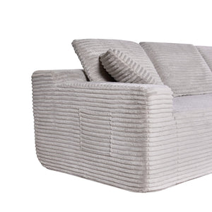 English Elm 104-in Corduroy Modular Sectional Low Profile Cloud Sofa for Living Room or Apartment Light Beige B347S00030