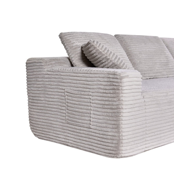 English Elm 104-in Corduroy Modular Sectional Low Profile Cloud Sofa for Living Room or Apartment Light Beige B347S00030