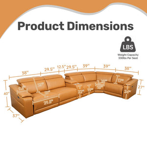 English Elm 6-piece Modular Faux Leather Sectional with Electric Recliners and Cup Holders B347S00031