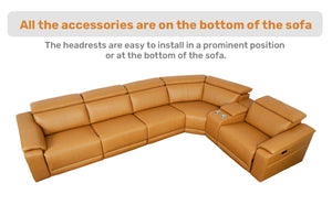 English Elm 6-piece Modular Faux Leather Sectional with Electric Recliners and Cup Holders B347S00031