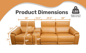 English Elm 4-piece Modular Faux Leather Reclining Sectional with Cup Holders for Living Room Brown B347S00032