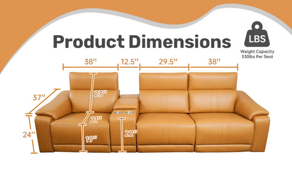 English Elm 4-piece Modular Faux Leather Reclining Sectional with Cup Holders for Living Room Brown B347S00032