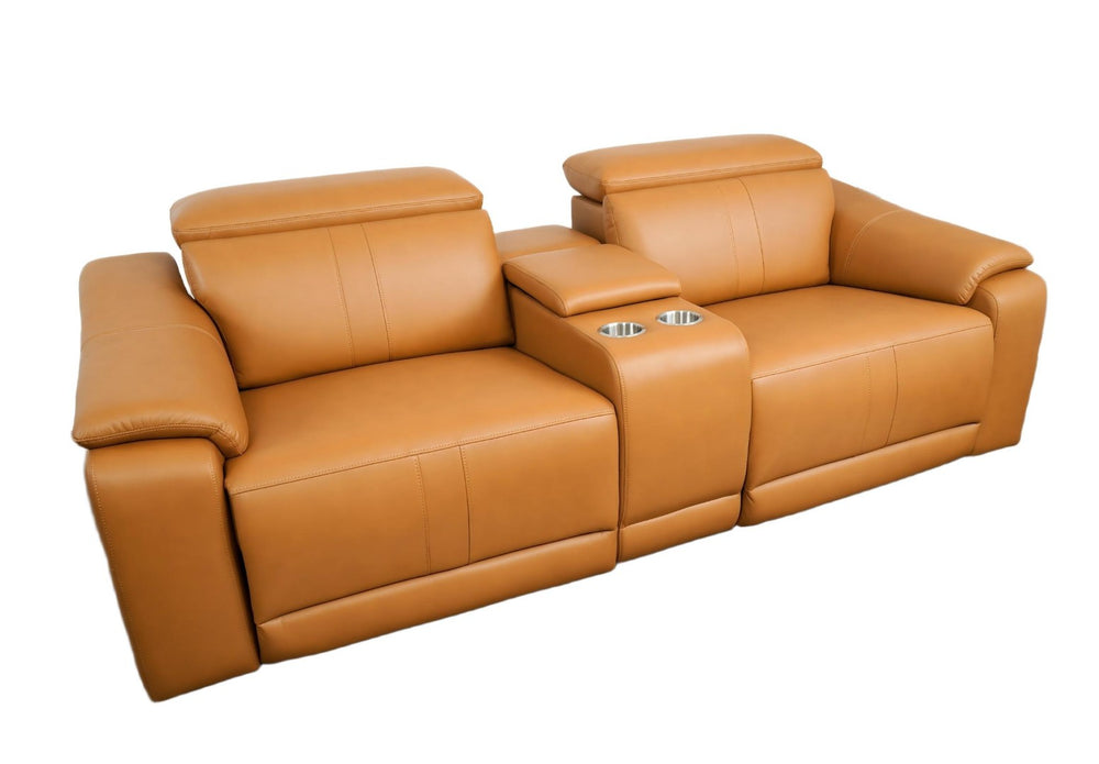English Elm 3-piece Modular Faux Leather Sectional Sofa with Reclining Seats and Built-in Storage Brown B347S00033