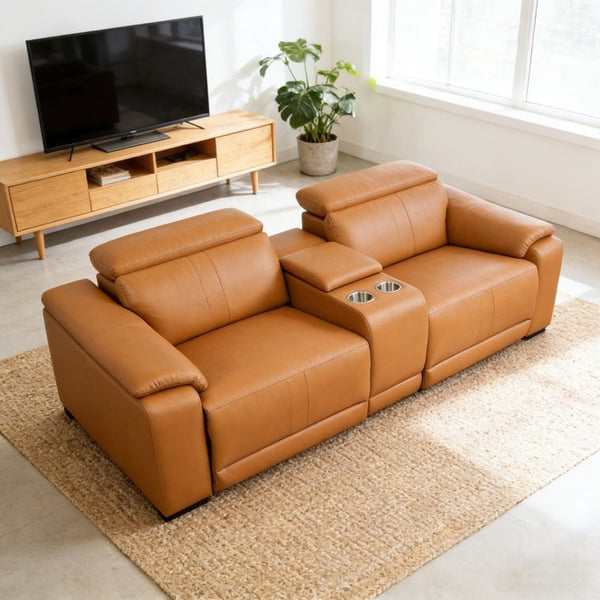 English Elm 3-piece Modular Faux Leather Sectional Sofa with Reclining Seats and Built-in Storage Brown B347S00033