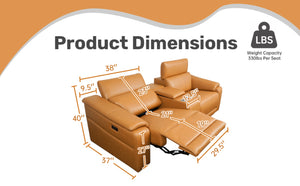 English Elm 3-piece Modular Faux Leather Sectional Sofa with Reclining Seats and Built-in Storage Brown B347S00033