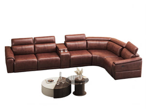 English Elm 6-piece Modular Faux Leather Sectional with Power Recliners and Storage for Living Room B347S00035