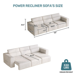 English Elm 3 Seat Power Reclining Sofa with Wireless Charging Bluetooth Speaker Home Theater B347S00039