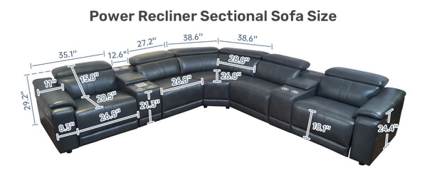 English Elm Power Reclining L-shaped Sectional with Bluetooth Speakers and Wireless Charging Tech Leather B347S00042