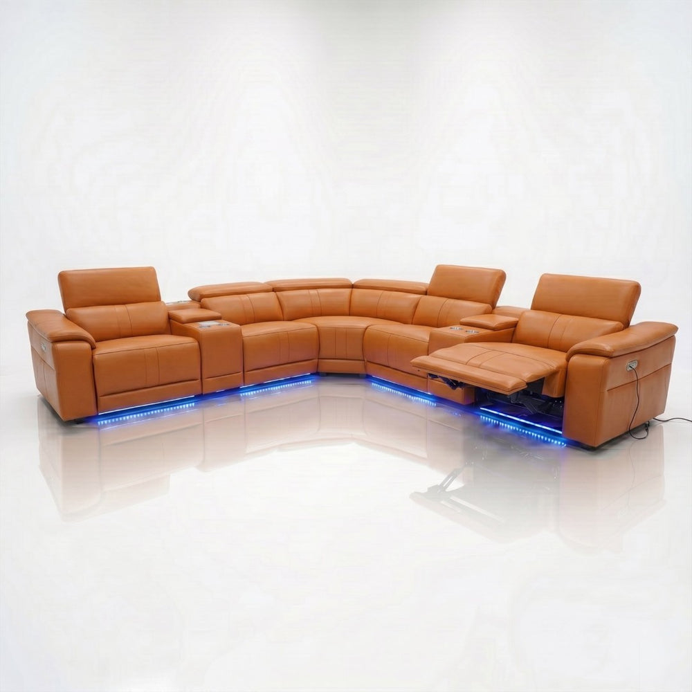 English Elm Power Reclining L Shaped Sectional with Bluetooth Speakers and Wireless Charging Tech Sofa B347S00043